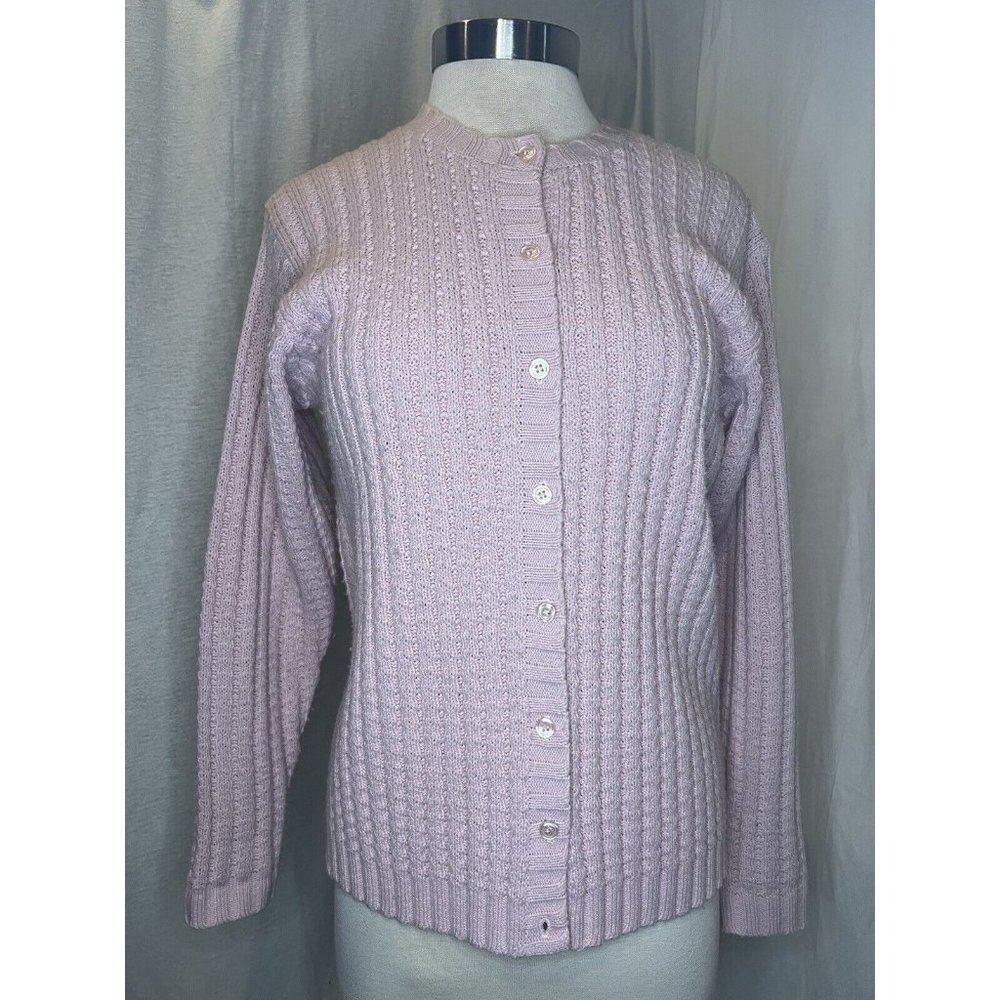 Sarah Bentley Women's Cardigan Button up Sweater Long Sleeves Size P/M ACRYLIC